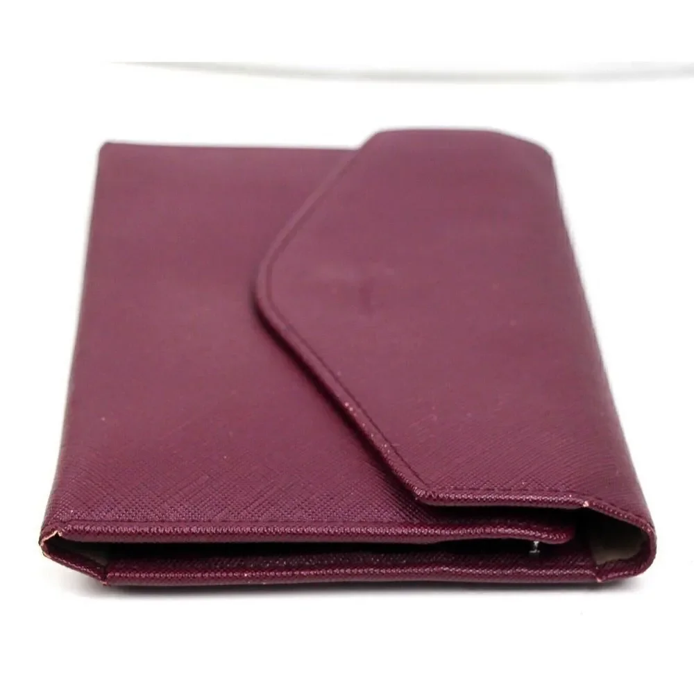 TRAVELAMBO BURGUNDY GENUINE LEATHER ID COIN BILL HOLDER WALLET TRIFOLD CLUTCH